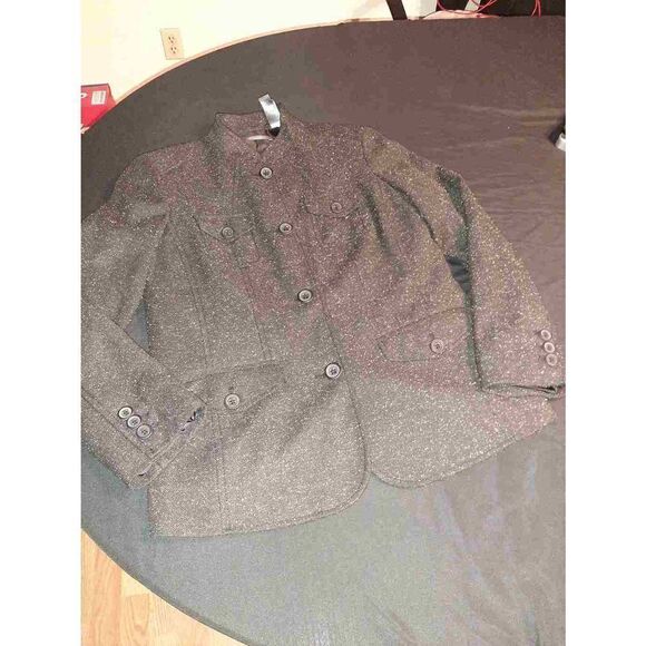 10 Petite Liz Claiborne Black White Dress Jacket Blazer - Picture 2 of 3